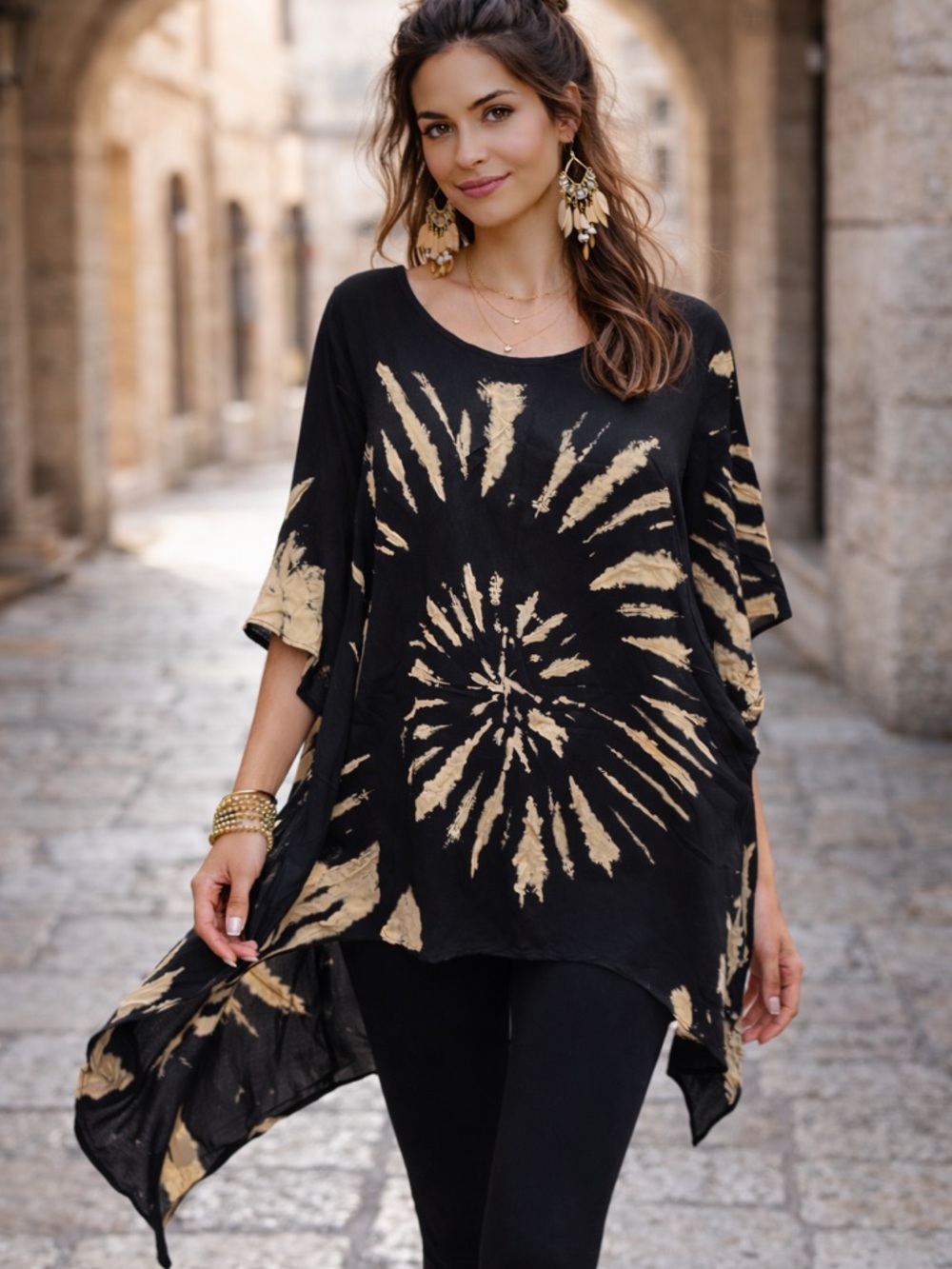 Kathmandu Boho Blouse Top One Size NWOT 100% Rayon Flowy Festival Hippie Chic